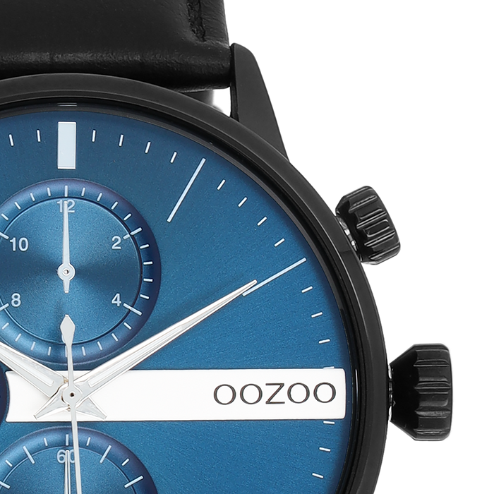 Oozoo Zwarte OOZOO Horloge Met Leren Band - C11510
