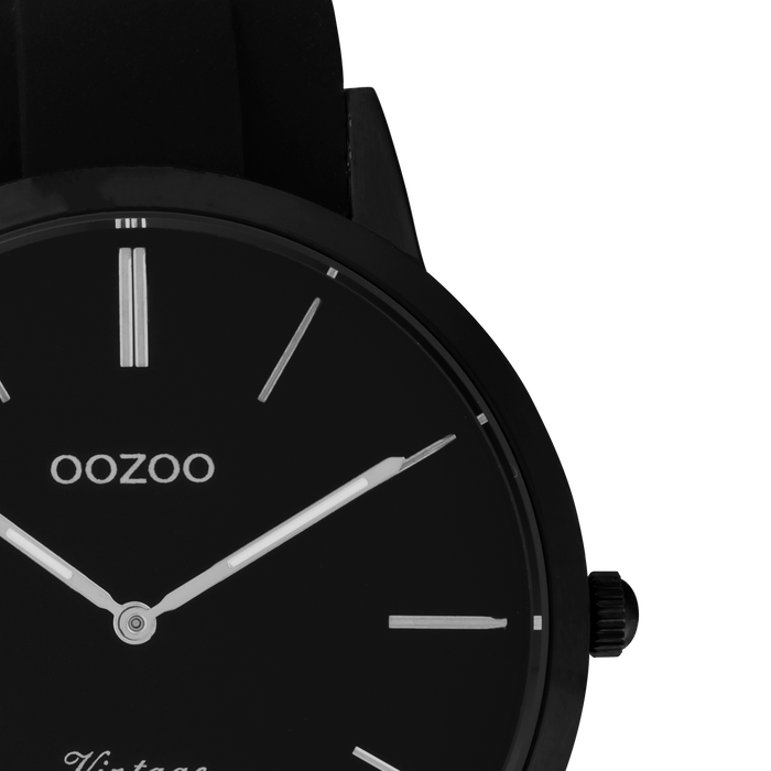 Oozoo Zwarte OOZOO Horloge Met Rubber Band - C20173