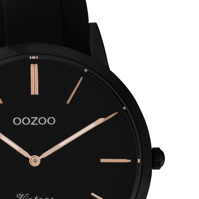 Oozoo Zwarte OOZOO Horloge Met Rubber Band - C20174