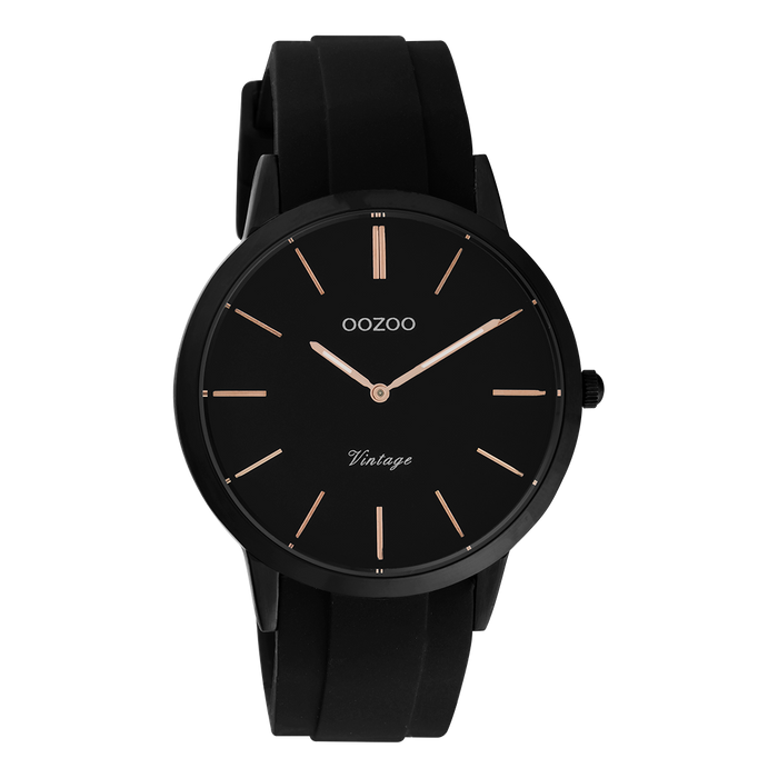 oozoo Zwarte OOZOO horloge met rubber band - C20174
