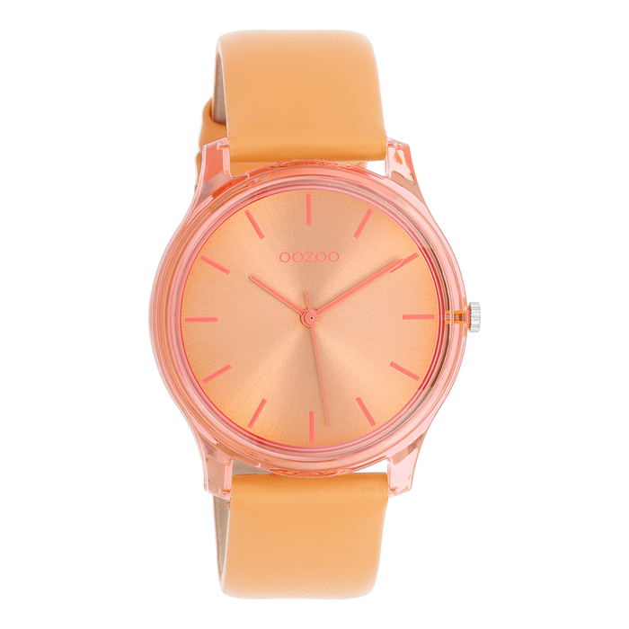oozoo Oranje OOZOO horloge met mango leren band - C11141