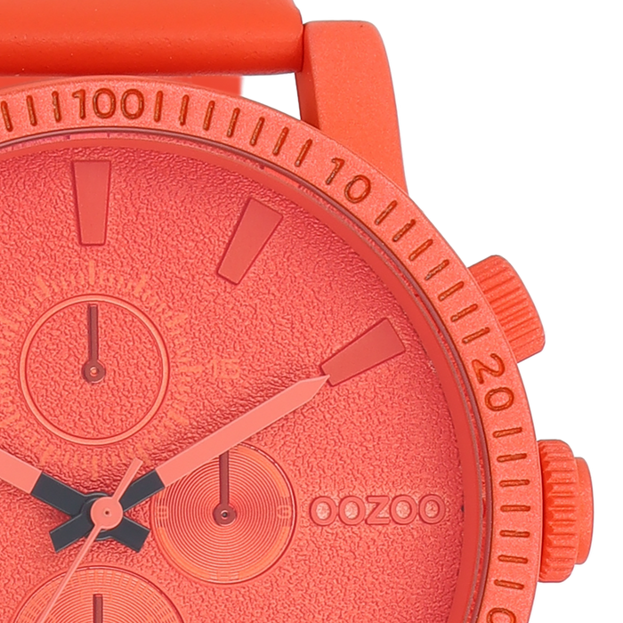 Oozoo Rood/oranje OOZOO Horloge Met Leren Band - C11219