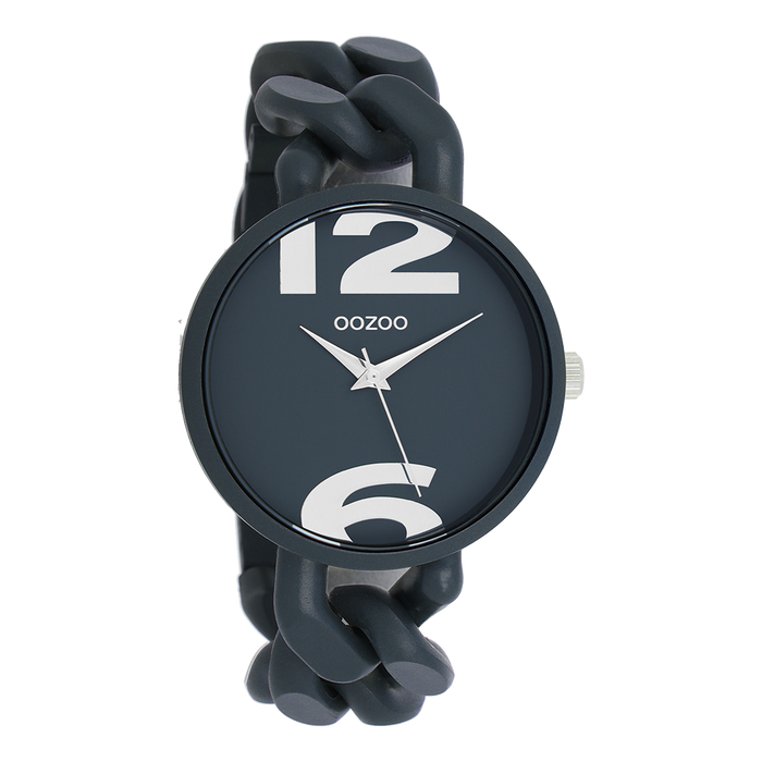 oozoo Rook grijze OOZOO horloge met grove schakelarmband - C11268