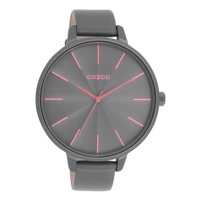 oozoo Rook grijze OOZOO horloge met leren band - C11254