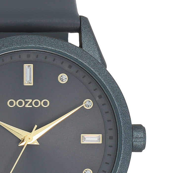 Oozoo Rook Grijze OOZOO Horloge Met Leren Band - C11289