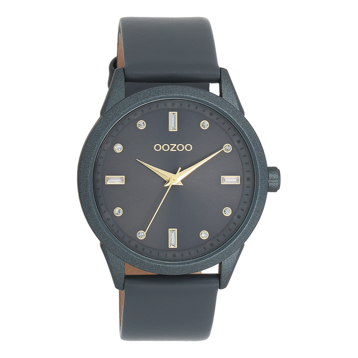 oozoo Rook grijze OOZOO horloge met leren band - C11289