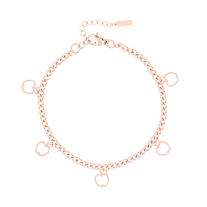 Oozoo Rosé Goud Kleurige Armband + Ketting Set Met Appels