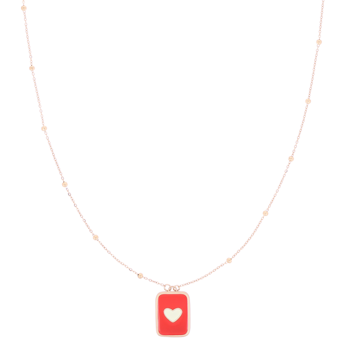 Oozoo Rosé Goud Kleurige Oorbel + Ketting Set Met L-O-V-E & Een Hart