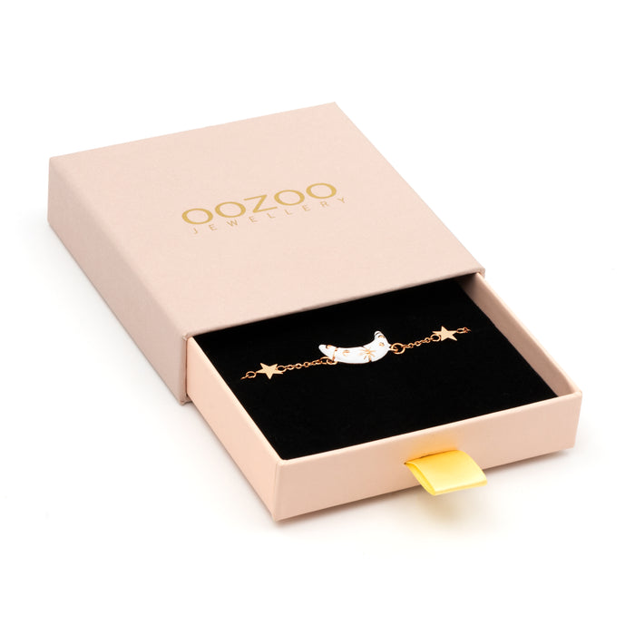 Oozoo Rosé Goudkleurig/witte Armband Met Een Maan Bedeltje