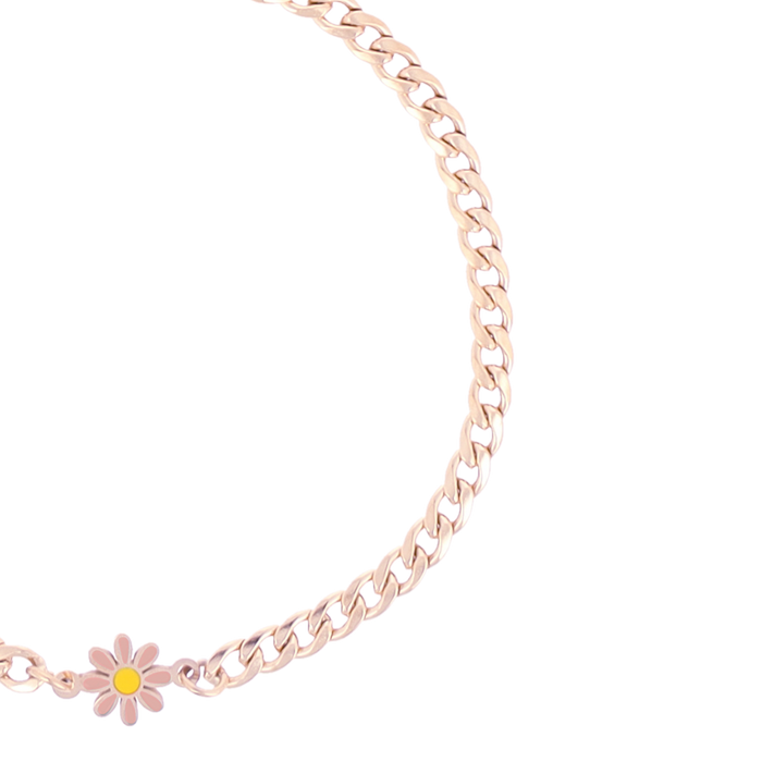 Oozoo Rosé Goudkleurige Armband Met Roze Bloem Bedeltje