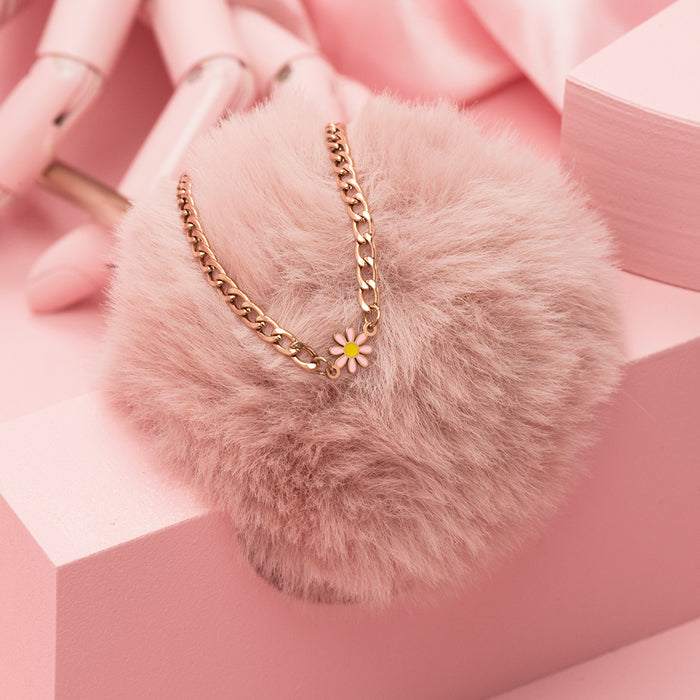 Oozoo Rosé Goudkleurige Armband Met Roze Bloem Bedeltje