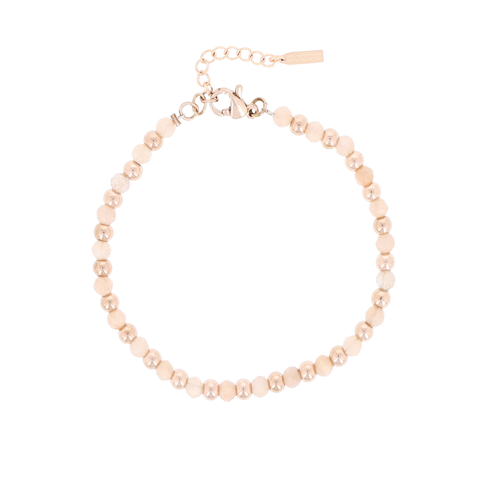 oozoo Rosé goudkleurige armband met roze natuursteentjes