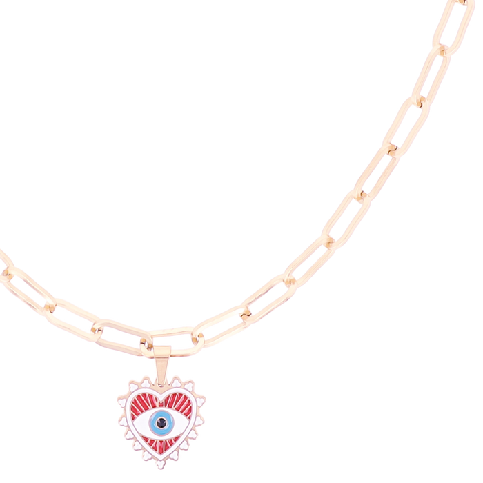 Oozoo Rosé Goudkleurige Ketting Met Boze Oog Bedeltje