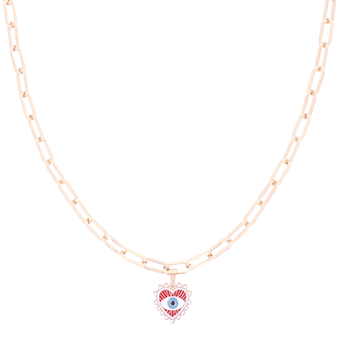 oozoo Rosé goudkleurige ketting met boze oog bedeltje