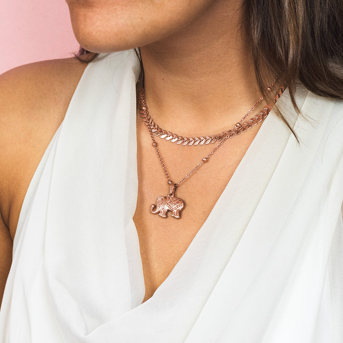 Oozoo Rosé Goudkleurige Ketting Met Olifant Bedeltje