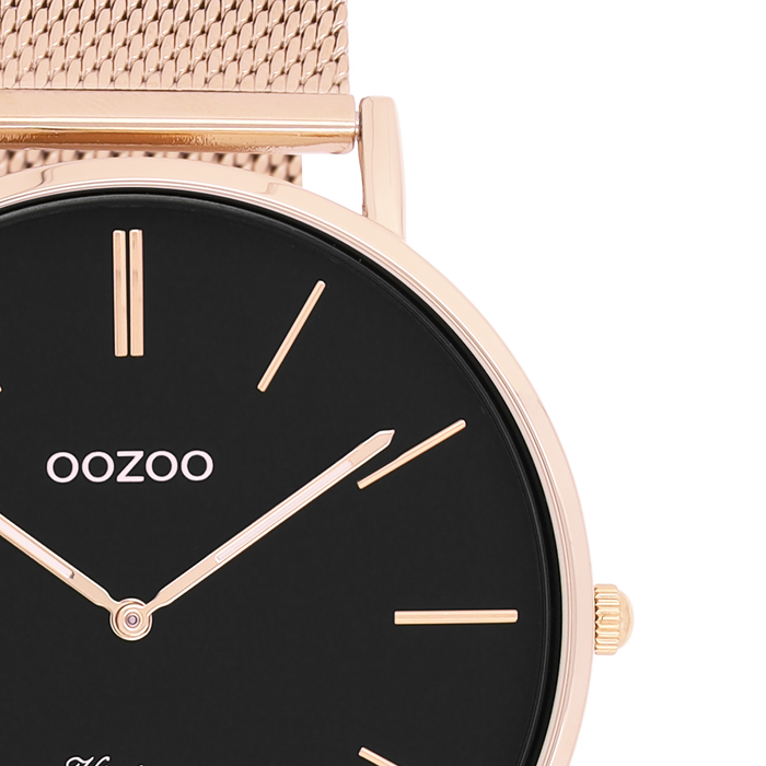 Oozoo Rosé Goudkleurige OOZOO Horloge Met Metalen Mesh Armband - C9924