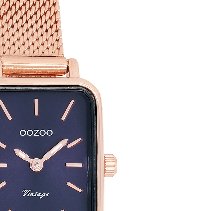 Oozoo Rosé Goudkleurige OOZOO Horloge Met Metalen Mesh Armband - C10976
