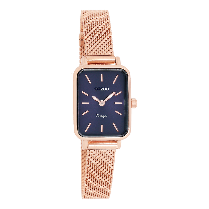 oozoo Rosé goudkleurige OOZOO horloge met metalen mesh armband - C10976