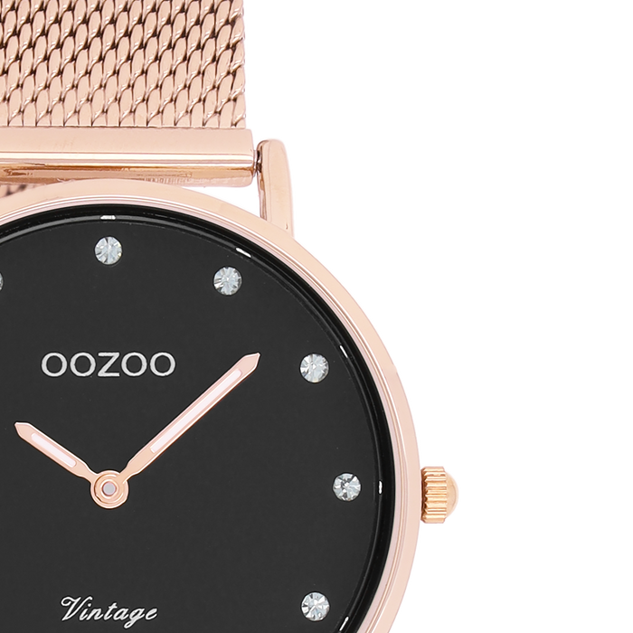 Oozoo Rosé Goudkleurige OOZOO Horloge Met Metalen Mesh Armband - C20244