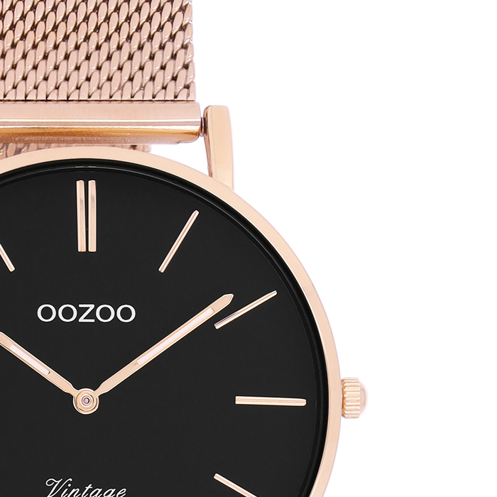 Oozoo Rosé Goudkleurige OOZOO Horloge Met Metalen Mesh Armband - C9926