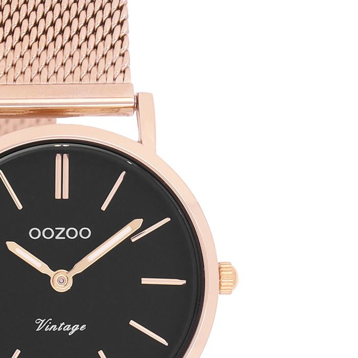 Oozoo Rosé Goudkleurige OOZOO Horloge Met Metalen Mesh Armband - C20234
