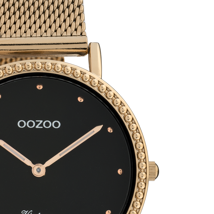 Oozoo Rosé Goudkleurige OOZOO Horloge Met Metalen Mesh Armband - C20056