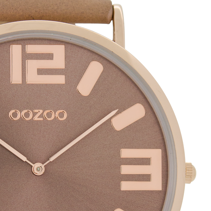 Oozoo Rosé Goudkleurige OOZOO Horloge Met Oud Roze Leren Band - C8851