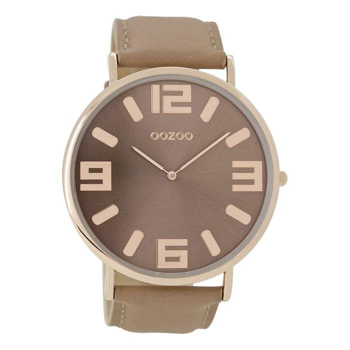 oozoo Rosé goudkleurige OOZOO horloge met oud roze leren band - C8851