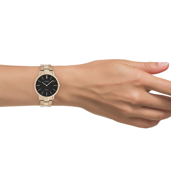 Oozoo Rosé Goudkleurige OOZOO Horloge Met Roestvrijstalen Armband - C20037