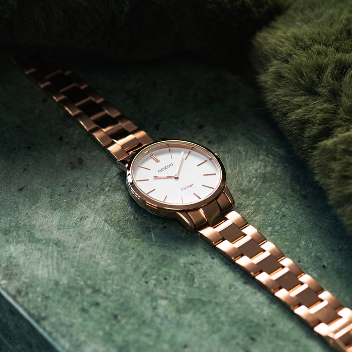 Oozoo Rosé Goudkleurige OOZOO Horloge Met Roestvrijstalen Armband - C20036