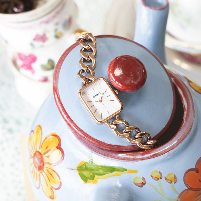 Oozoo Rosé Goudkleurige OOZOO Horloge Met Schakelarmband - C11134