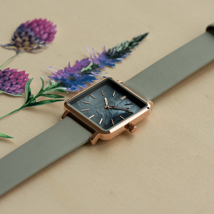 Oozoo Rosé Goudkleurige OOZOO Horloge Met Steengrijze Leren Band - C9947
