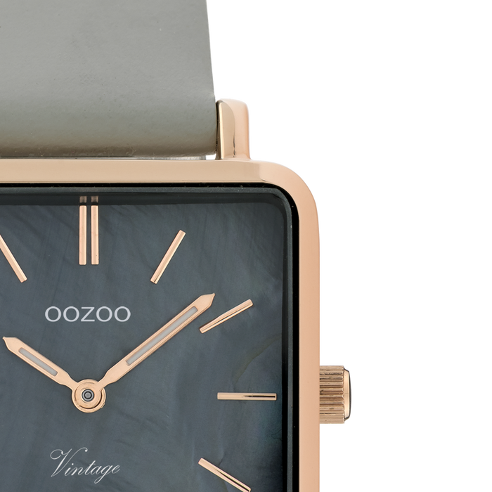 Oozoo Rosé Goudkleurige OOZOO Horloge Met Steengrijze Leren Band - C9947