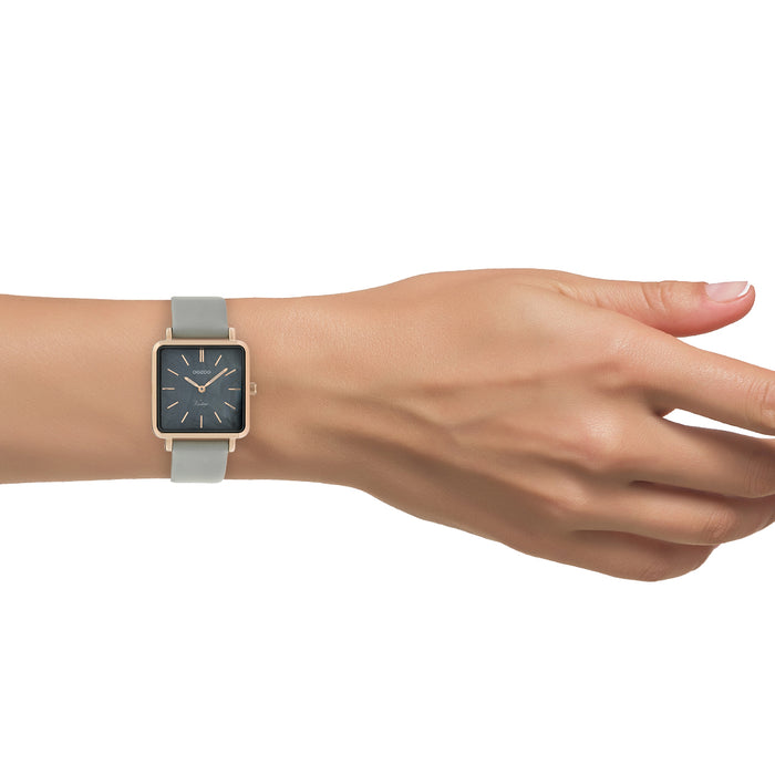 Oozoo Rosé Goudkleurige OOZOO Horloge Met Steengrijze Leren Band - C9947