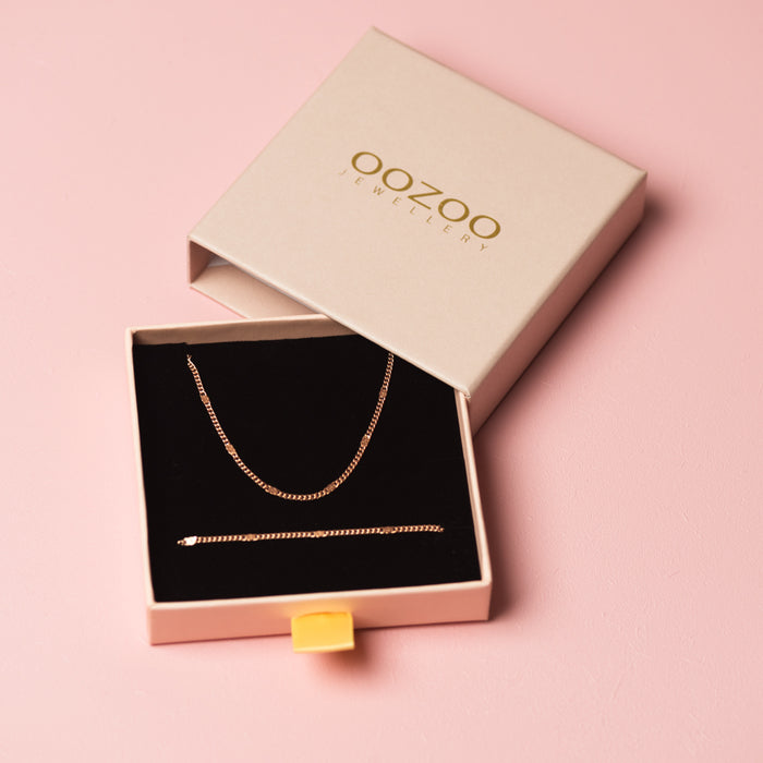 oozoo Rosé kleurige armband + ketting set met klassiek detail