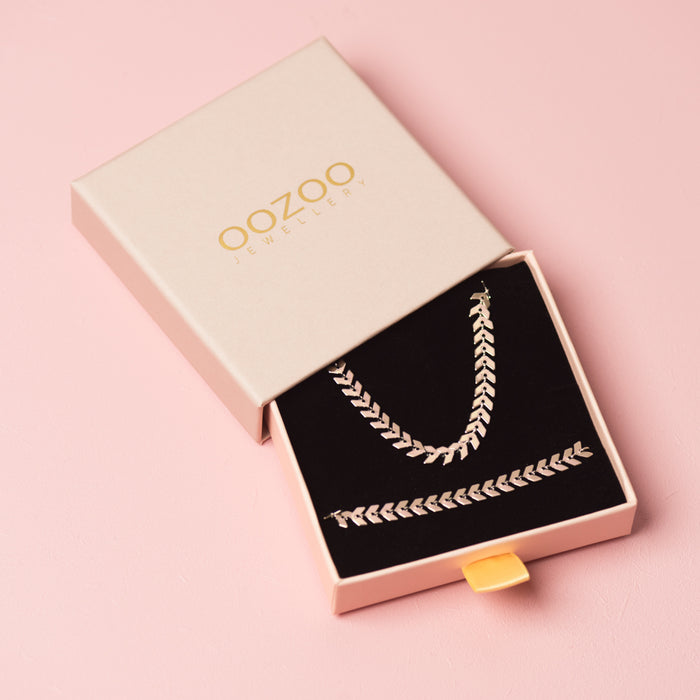 oozoo Rosé kleurige armband + ketting set met V-schakel