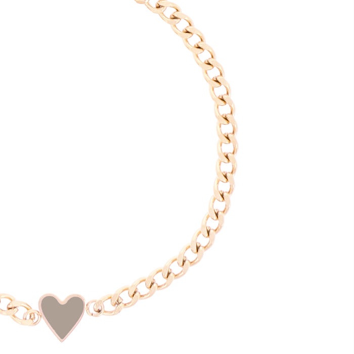 Oozoo Rosé Kleurige Armband Met Taupe Hart Bedeltje