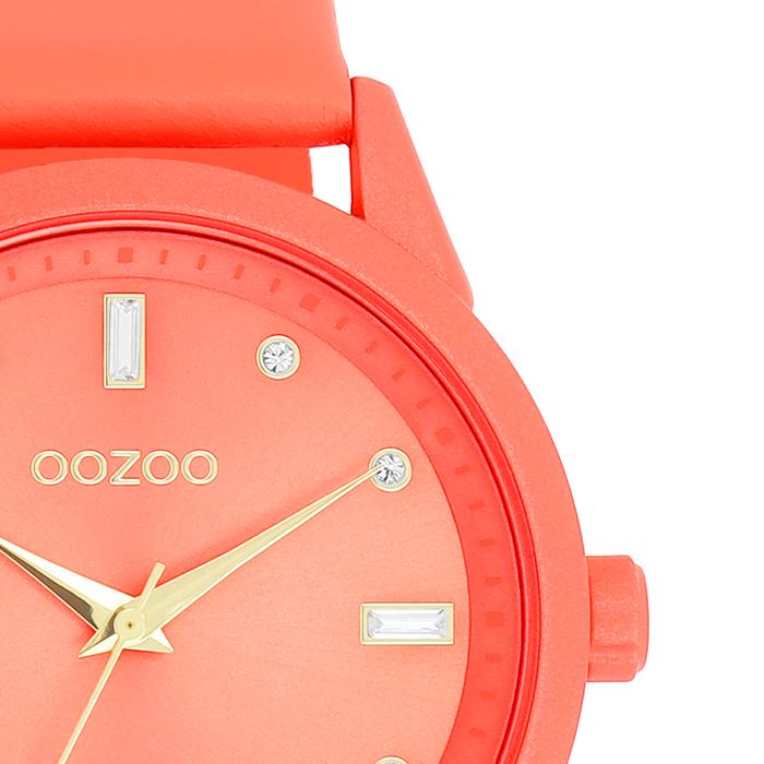 Oozoo Roze Schelpkleurige OOZOO Horloge Met Leren Band - C11285