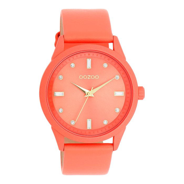 oozoo Roze schelpkleurige OOZOO horloge met leren band - C11285