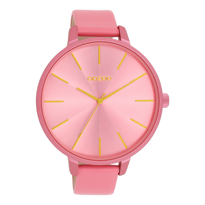 oozoo Roze schelpkleurige OOZOO horloge met leren band - C11250
