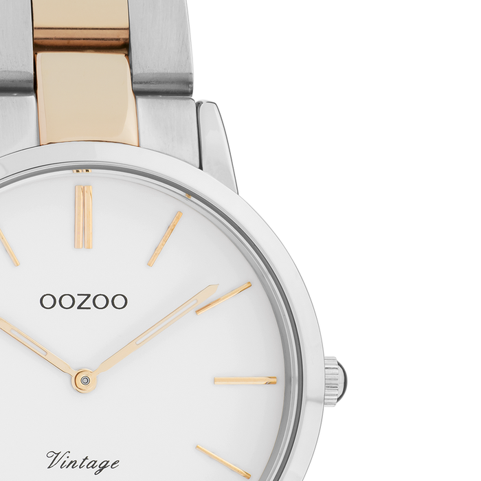 Oozoo Silver Coloured OOZOO Watch With Silver/rose Gold Coloured Stainless Steel Bracelet - C20045