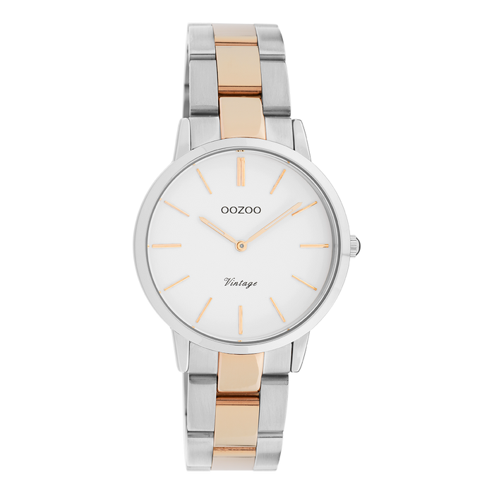 oozoo Silver coloured OOZOO watch with silver/rose gold coloured stainless steel bracelet - C20045