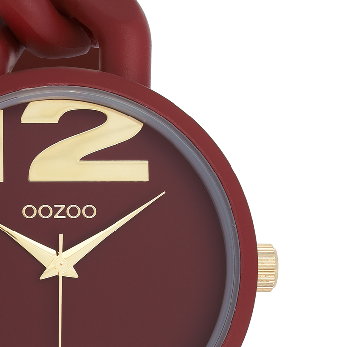 Oozoo Steenrode OOZOO Horloge Met Grove Schakelarmband - C11267