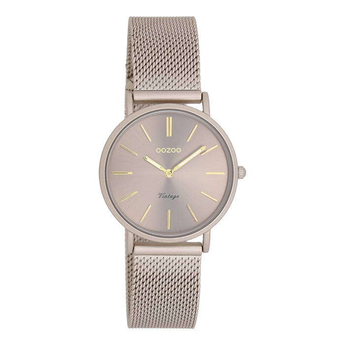 oozoo Taupe OOZOO horloge met metalen mesh armband - C20338