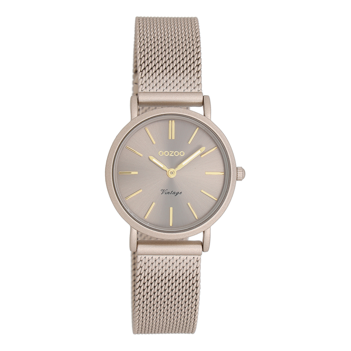 oozoo Taupe OOZOO horloge met metalen mesh armband - C20339