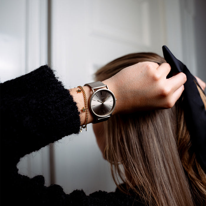 oozoo Taupe OOZOO horloge met metalen mesh armband - C20337