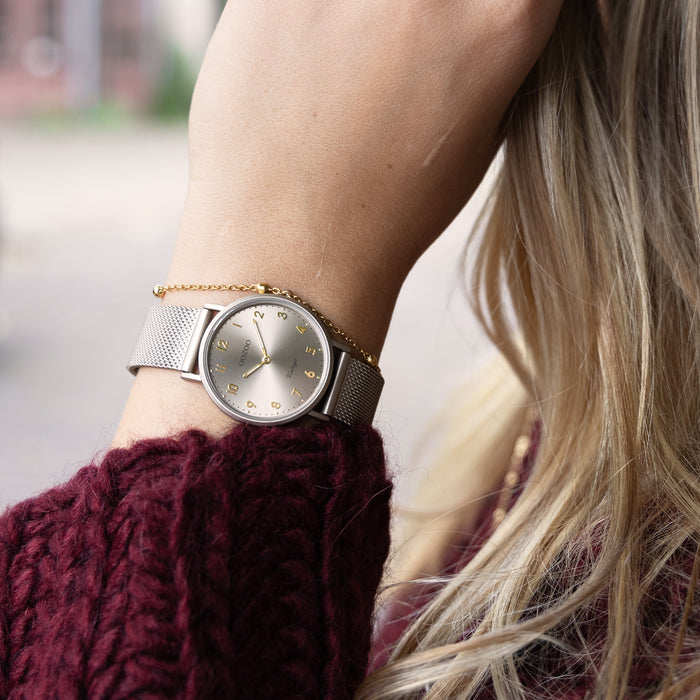 oozoo Taupe OOZOO horloge met metalen mesh armband - C20382