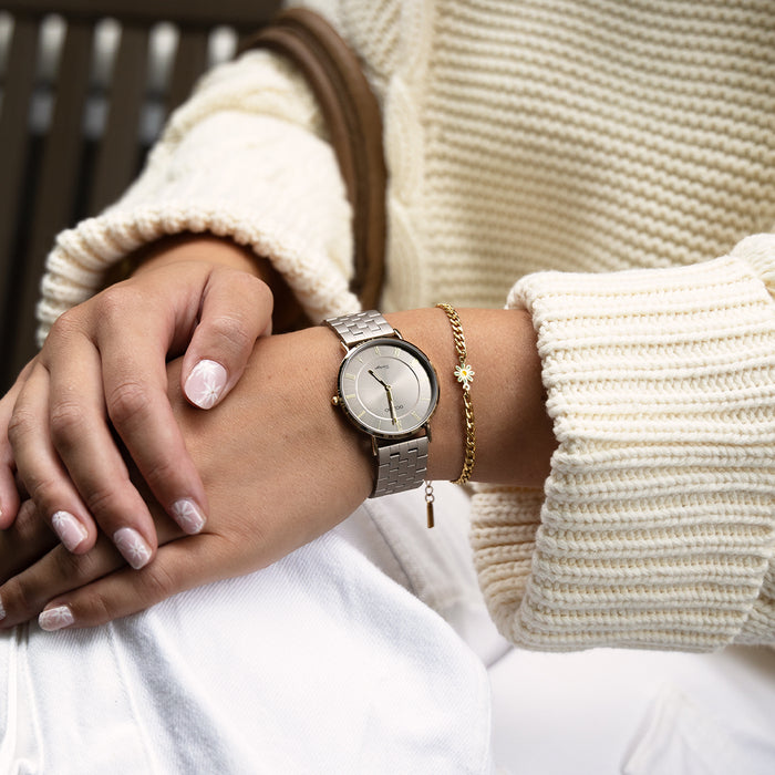 Oozoo Taupe OOZOO Horloge Met Roestvrijstalen Armband - C20368