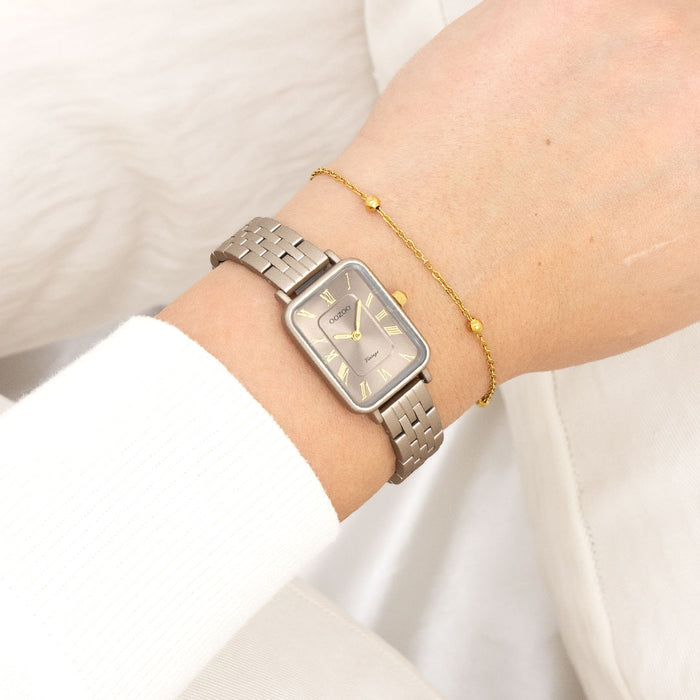 Oozoo Taupe OOZOO Horloge Met Roestvrijstalen Armband - C20412