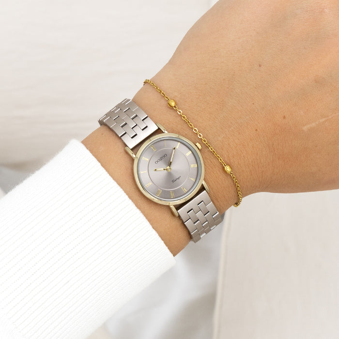 Oozoo Taupe OOZOO Horloge Met Roestvrijstalen Armband - C20375